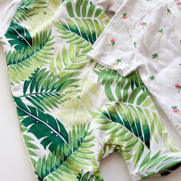 Janie & Jack Tropical Palm Rash Guard One Piece + Linen Shirt Set Baby Boy 18-24 - Picture 6 of 6